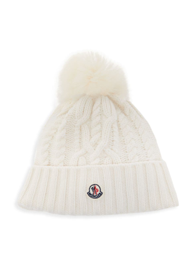 Moncler Women's Faux Fur Pom Pom Beanie In White