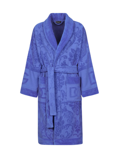 DOLCE & GABBANA MEN'S JACQUARD LOGO BATH ROBE