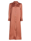 Loulou Studio Women's Long Satin Shirtdress In Cherry Cherry