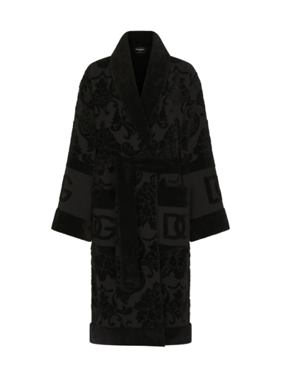 DOLCE & GABBANA MEN'S JACQUARD LOGO BATH ROBE