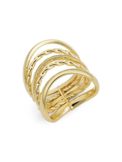 Oradina Women's 14k Yellow Solid Gold Wavy Stack Ring In Yellow Gold