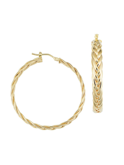 Oradina Women's 14k Yellow Solid Gold Caesar Hoops In Yellow Gold