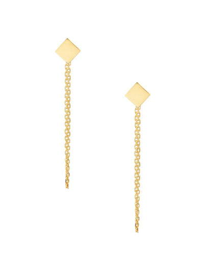 Oradina Women's 14k Yellow Solid Gold Draped In Gold Square Earrings In Yellow Gold