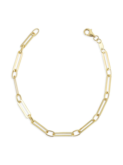Oradina Women's 14k Yellow Solid Gold Venice Alternating Link Bracelet In Yellow Gold