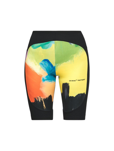 Off-white Brush Stroke Branded Stretch-woven Shorts In Multicolor