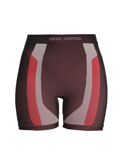 Heron Preston Women's Ex-ray Striped Rib-knit Shorts In Black Red