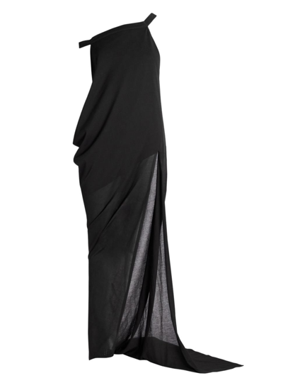 Jw Anderson Asymmetric Draped Cutout One-shoulder Maxi Dress In Black