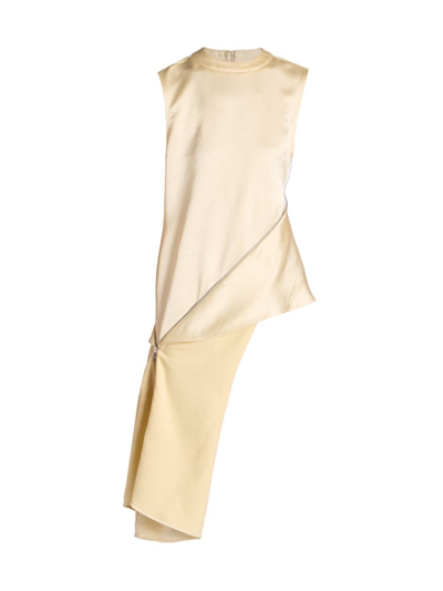 Jw Anderson Asymmetric Side-zip Draped Twill Tank Top In Off White
