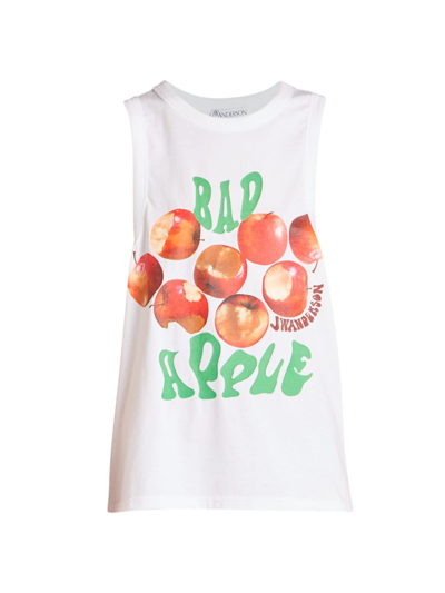 Jw Anderson Bad Apple Print Cotton Jersey Tank Top In White
