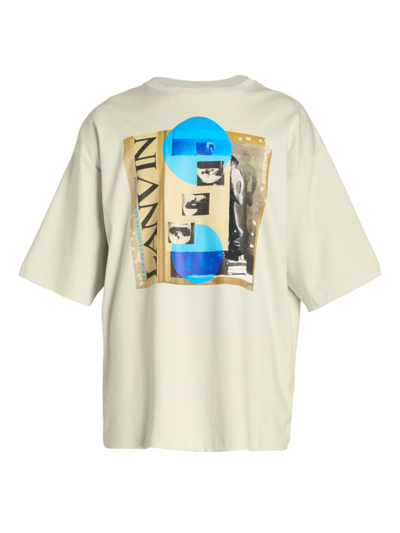 Lanvin White Graphic Print Short Sleeve T-shirt In Brown