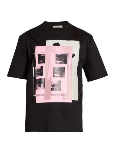 Lanvin Layered-print Short-sleevet-shirt In Black