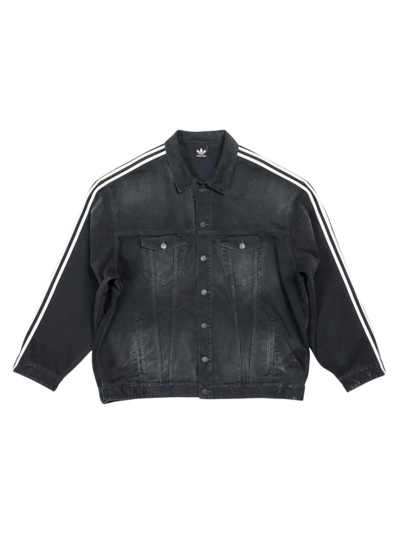 Balenciaga Adidas Cotton Denim Jacket In Black