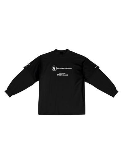 Balenciaga Wfp Double Sleeves T-shirt In Black White