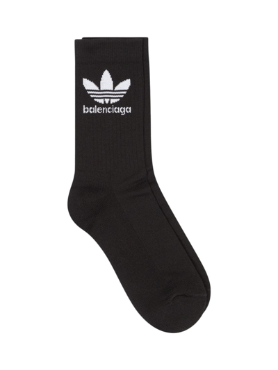 Balenciaga X Adidas Logo-embroidered Socks In Black White