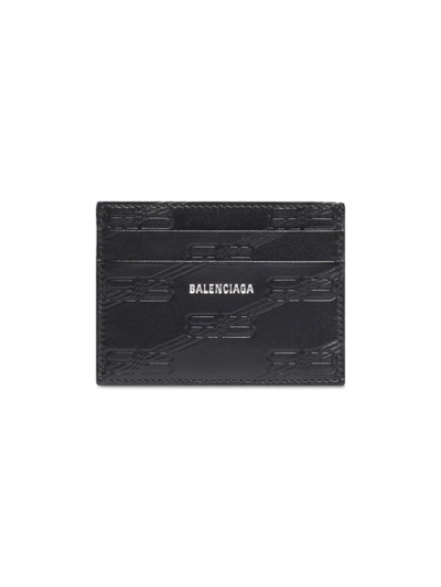 Balenciaga Men's Embossed Monogram Card Case In Box In Black