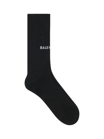 Balenciaga Logo Knit Socks In Black