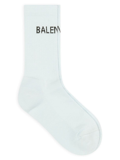 Balenciaga Ribbed Logo Tennis Socks In Blue