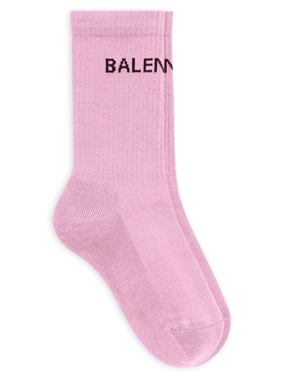 Balenciaga Logo-intarsia Tennis Socks In Rose Black