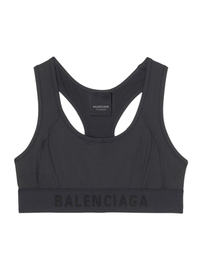 Balenciaga Logo Band Athletic Sports Bra In Black