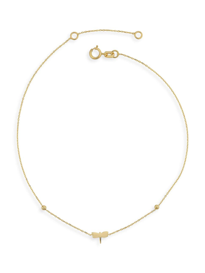 Oradina 14k Yellow Solid Gold Flora Anklet In Yellow Gold
