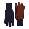 Brunello Cucinelli Suede-trimmed Cashmere Gloves In Navy Blue