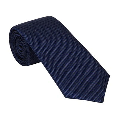 Brunello Cucinelli Textured Silk Twill Tie In Dark_denim