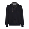 Brunello Cucinelli Techno Cotton Interlock Zip-front Hooded Sweatshirt In Blue