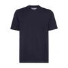 Brunello Cucinelli Cotton V-neck T-shirt In Navy Blue
