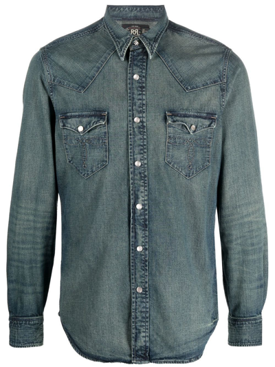 Rrl Dark-wash Denim Shirt In Blue