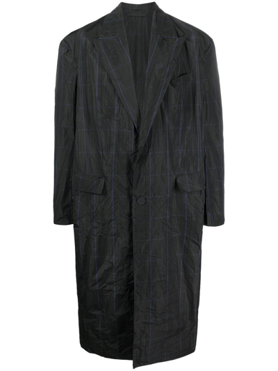 Balenciaga Prince Of Wales-print Long Trench Coat In Grey