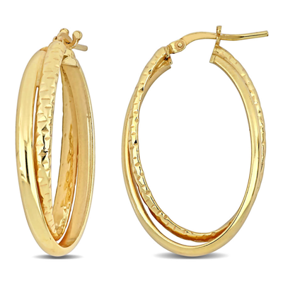 Amour 35mm Entwined Hoop Earrings In Yellow Plated Sterling Silver