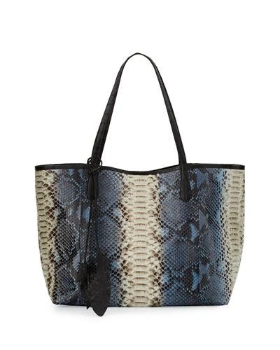Nancy Gonzalez Erica Python Shopper Tote Bag In Blue Pattern