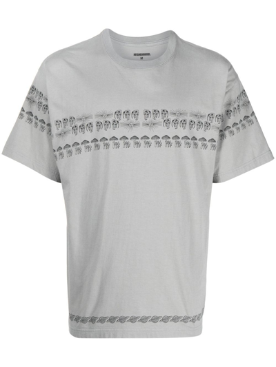 Neighborhood Mushroom-print Detail T-shirt In Grey