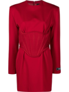 Versace Silk Satin-trimmed Crepe Mini Dress In Red