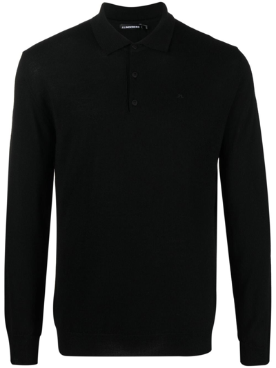 J. Lindeberg Noel Light Long-sleeved Polo Shirt In Black