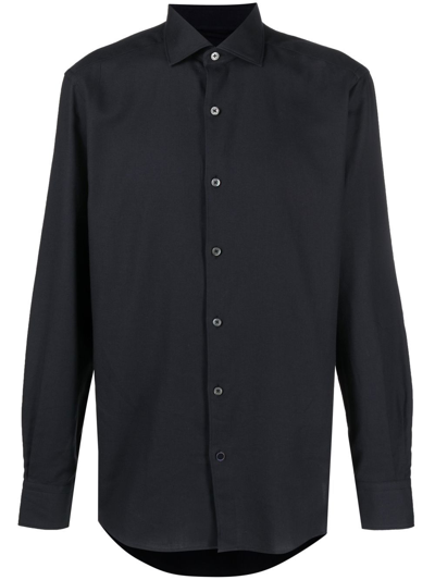 Zegna Long-sleeve Button-up Shirt In Navy Blue