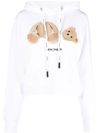Palm Angels Brushed Cotton Hoodie With Teddy Bear Print In White