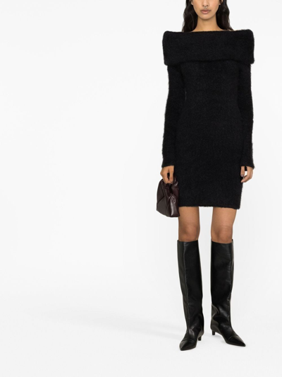 Isabel Marant Aria Off-the-shoulder Brushed Knitted Mini Dress In Black