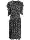 Proenza Schouler Leafy Puff-sleeve Midi-dress In Black