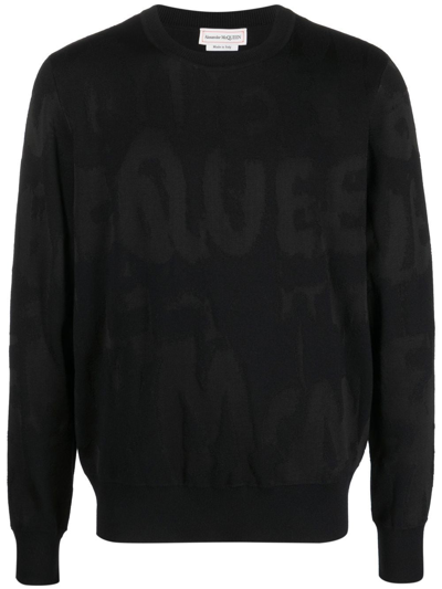 Alexander Mcqueen Logo-print Crew-neck Sweater In Black