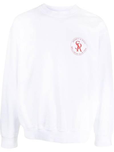 Sporty And Rich Logo Motif Print Sweatshirt In White