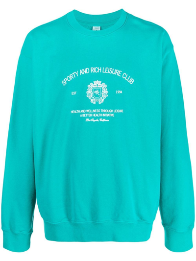 Sporty And Rich Logo-print Detail Sweatshirt In Blue
