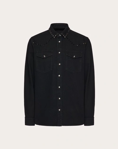 Valentino Denim Shirt With Black Untitled Studs