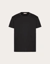 Valentino Cotton Crewneck T-shirt With Black Untitled Studs In Black