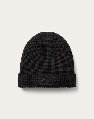 Valentino Garavani Vlogo Signature Wool Beanie In Black