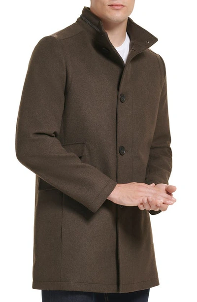 Kenneth Cole New York Melton Walker Coat In Med Brown