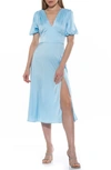 Alexia Admor V-neck Puff Sleeve Midi Dress In Halogen Blue