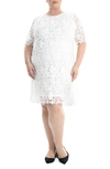 Nina Leonard Crochet Lace Sheath Dress In Ivory