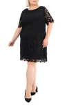 Nina Leonard Crochet Lace Sheath Dress In Black