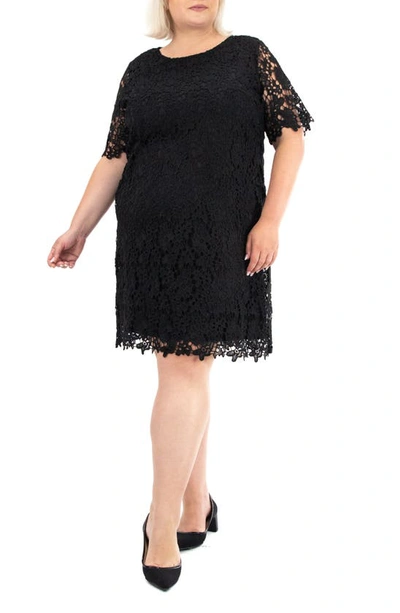 Nina Leonard Crochet Lace Sheath Dress In Black